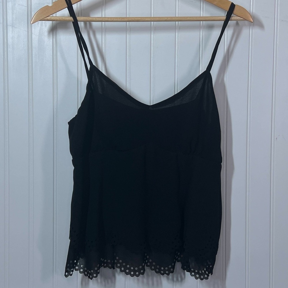 Double Zero Tank Top Black Fairy Whimsigoth Babydoll Scalloped Hem Casual Y2K